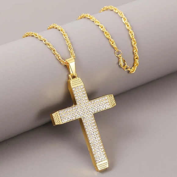 Simple Cross Hip Hop Necklace Exaggerated Pendant Necklace - Picture 1 of 10